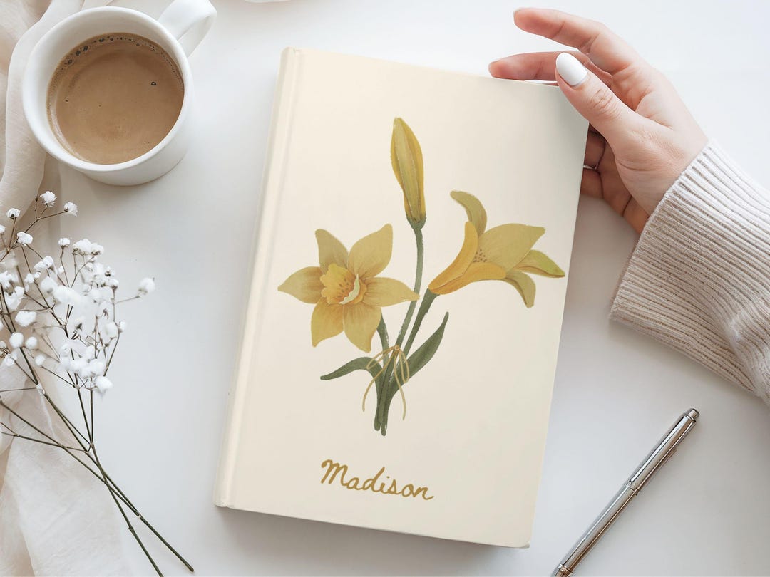 Personalized March Birth Month Flower Hardcover Journal | March ...