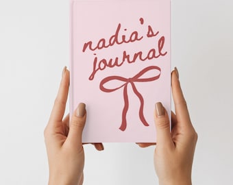 Personalized Coquette Bow Journal | Pink Aesthetic Notebook | Custom Name Diary | Bow Notebook for Girls | Teen Journal Gift