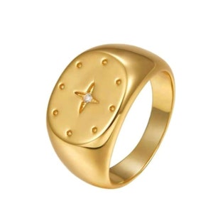 Chunky Signet Celestial Ring