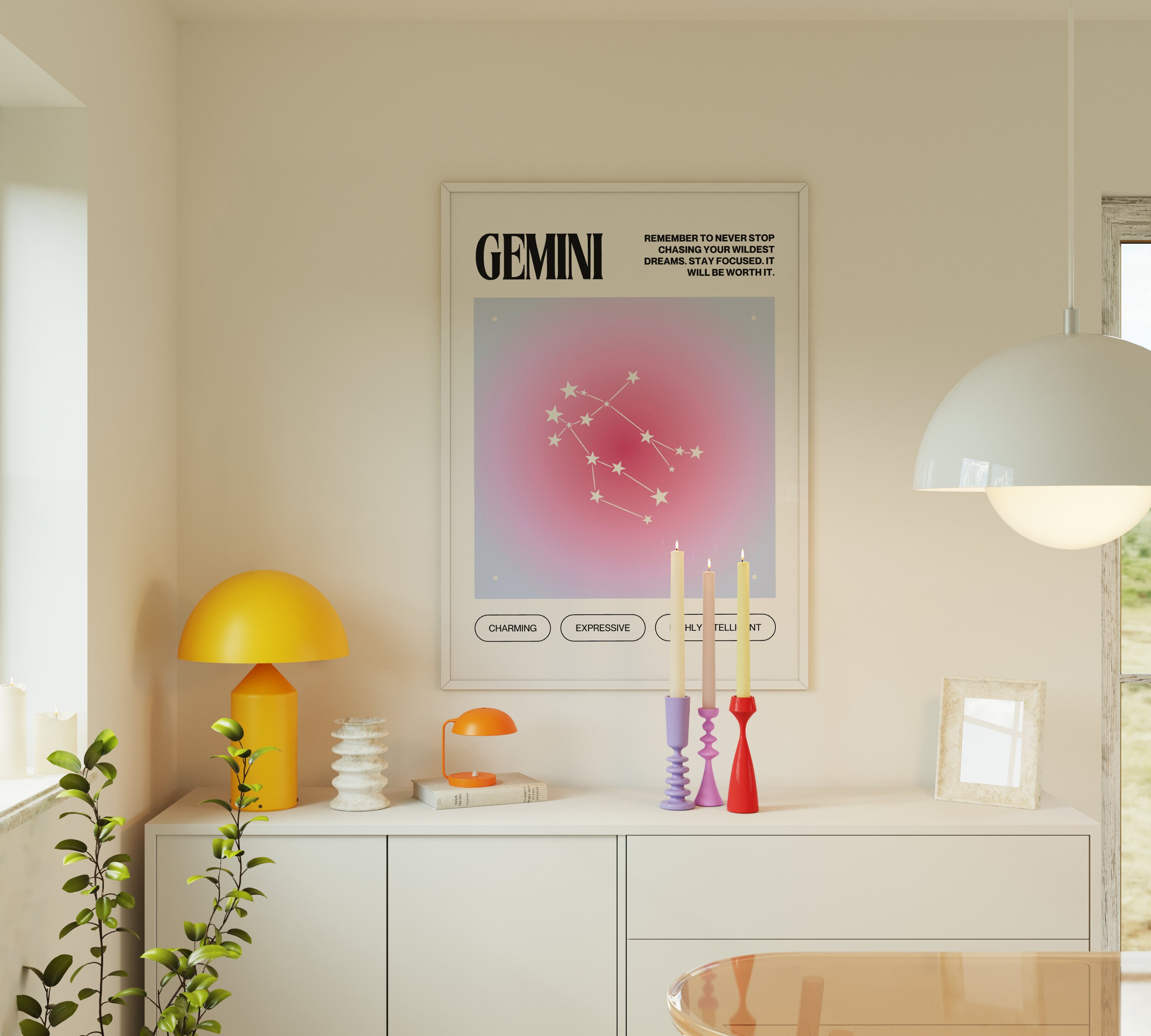 Gemini Zodiac Print Gemini Gifts Girly Wall Art Aura Poster Aura Print ...