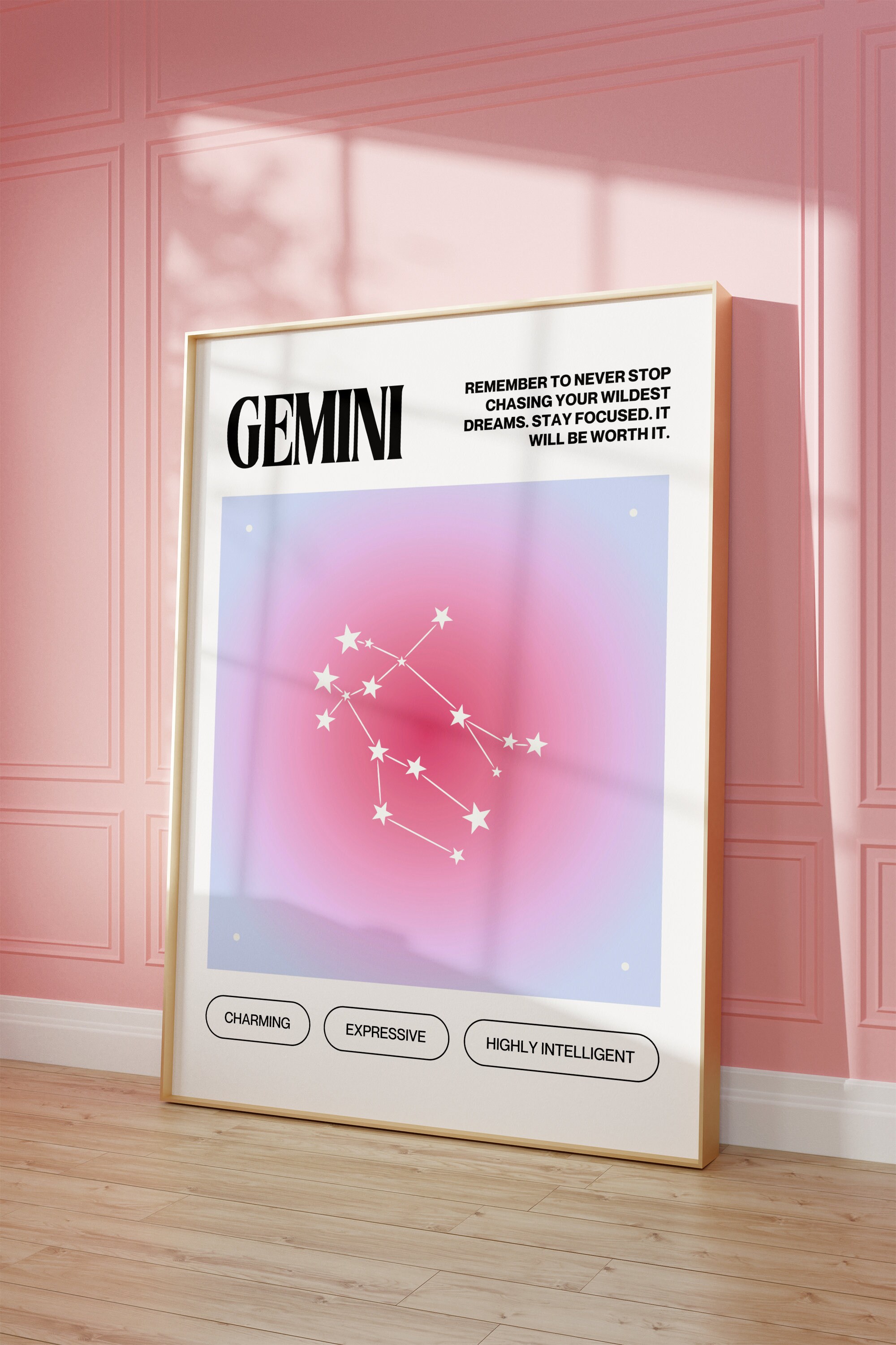 Gemini Zodiac Print Gemini Gifts Girly Wall Art Aura Poster Aura Print ...
