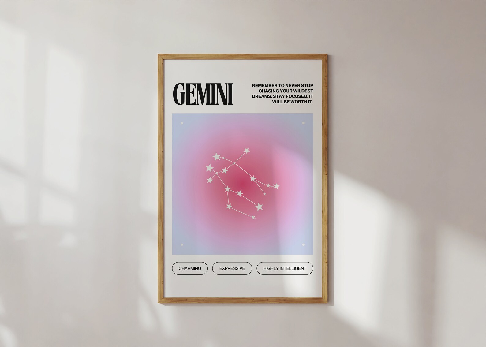 Gemini Zodiac Print Gemini Gifts Girly Wall Art Aura Poster Aura Print ...