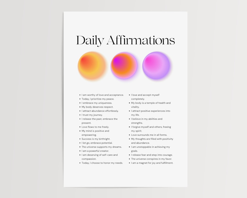 Daily Affirmations Poster I Am Affirmation Print Aura Poster Aura Print ...