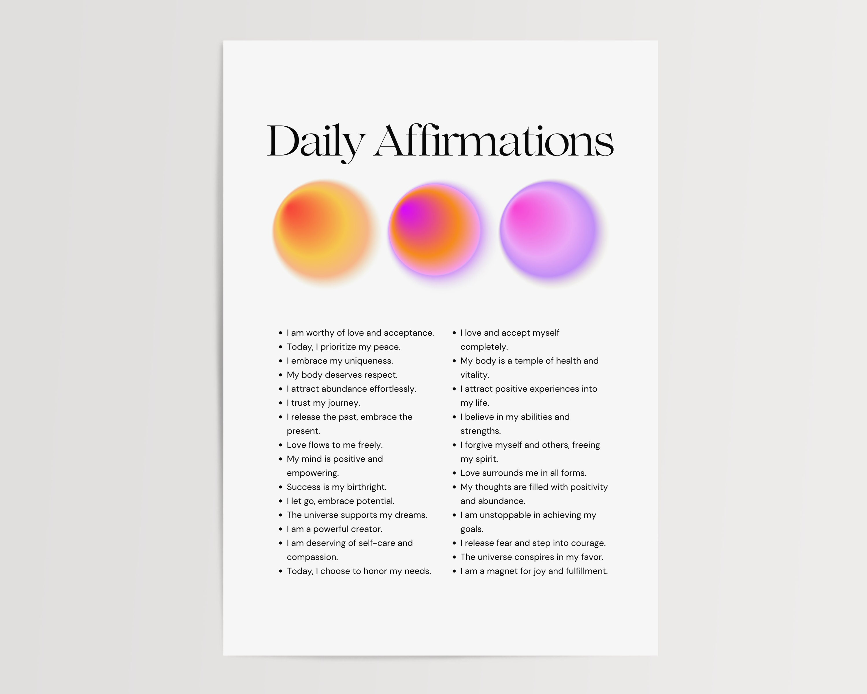 Daily Affirmations Poster I Am Affirmation Print Aura Poster Aura Print ...