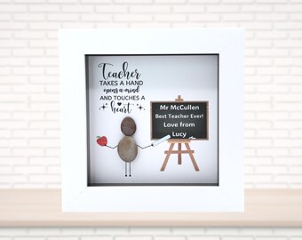 Personalised Teacher Pebble Art Frame: Handmade Thank You Teacher Gift