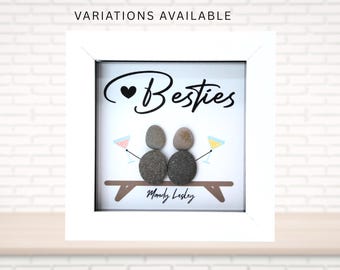 Personalised Pebble Art Picture for Besties - Meaningful Friendship Gift