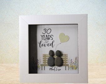Personalised Pearl (30th) Wedding Anniversary Pebble Art, Unique Handmade 30th Wedding Anniversary Gift, Meaningful 30th Anniversary Gift