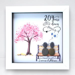 Personalised 20th Anniversary Pebble Art Frame: Handmade China Anniversary Keepsake For Husband Wife Parents Friends Couple