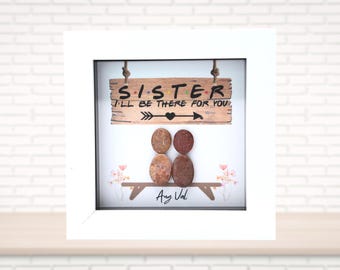 Personalised Sister Pebble Art Picture: Handmade Sister Gift