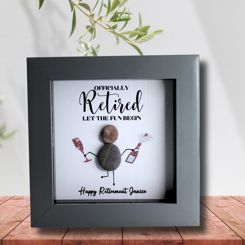 Personalised Handmade Pebble Art Retirement Gift for Women Special