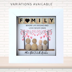 Personalised Family Pebble Art Picture: Handmade Family Keepsake For Parents, Grandparents, Sister, Brother, Friend