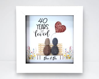 Personalised 40th Anniversary Pebble Art Frame – Handmade Ruby Wedding Gift For Husband, Wife, Parents, Couple, Friends