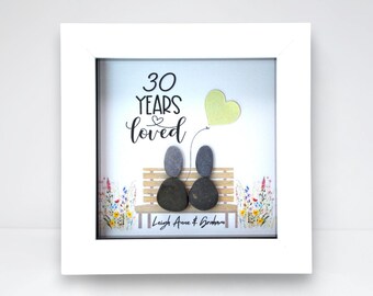 Personalised 30th Anniversary Pebble Art - Pearl Wedding Anniversary Gift For Husband, Wife, Parents, Couple, Friends