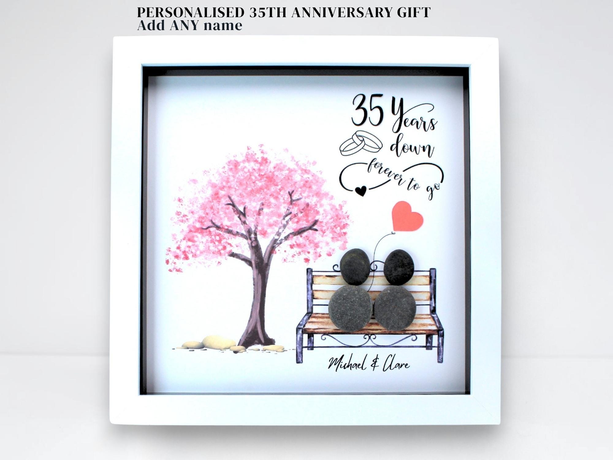 Personalized 35th Wedding Anniversary Certificate – Floral Roses Design, Made In The USA