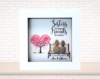 Personalised Sister Pebble Art Picture: Handmade Birthday or Christmas Gift For Sister