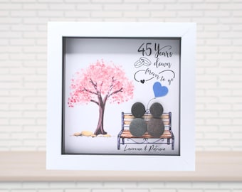 Personalised 45th Anniversary Pebble Art Picture: Sapphire Wedding Keepsake