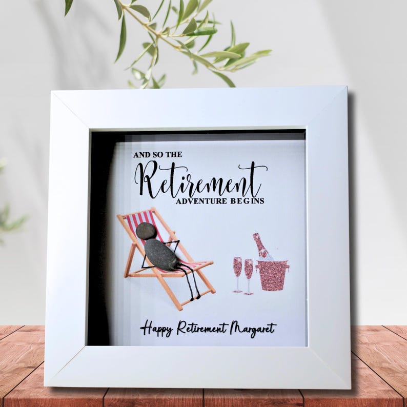 Personalised Handmade Pebble Art Retirement Gift for Women Special