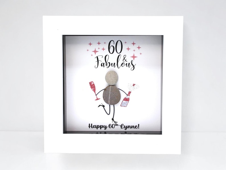 Personalised 60th Birthday Gift Pebble Art Frame - 60 & Fabulous Gift ...