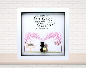 Personalised Wedding Pebble Art: Handmade Framed Keepsake Gift