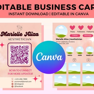 Beige White Instagram Business Card, DIY Canva Template, IG Influencer Card, Business Card Template, Business Digital Card, Aesthetic