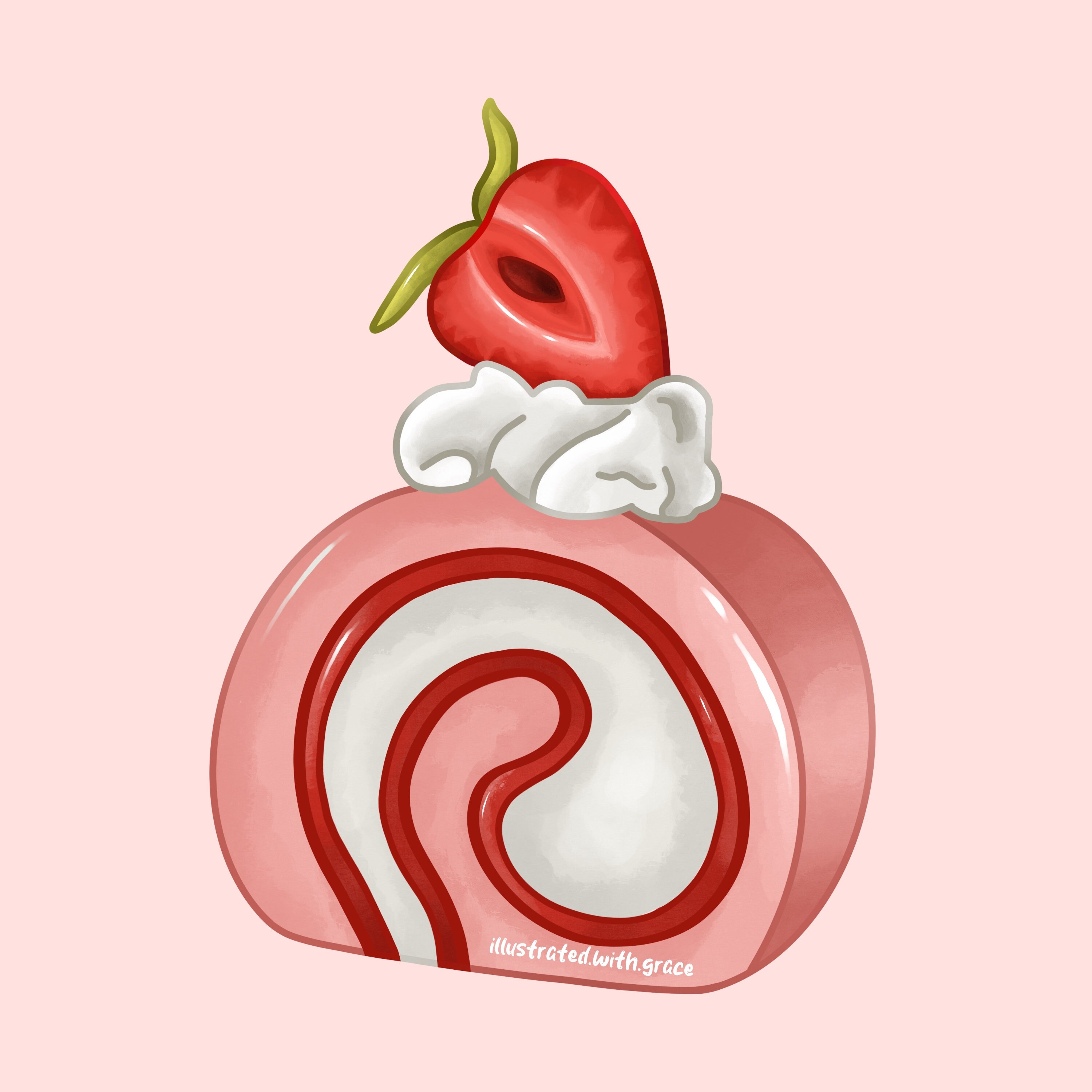 Strawberry Cake Roll Print Digital File Etsy