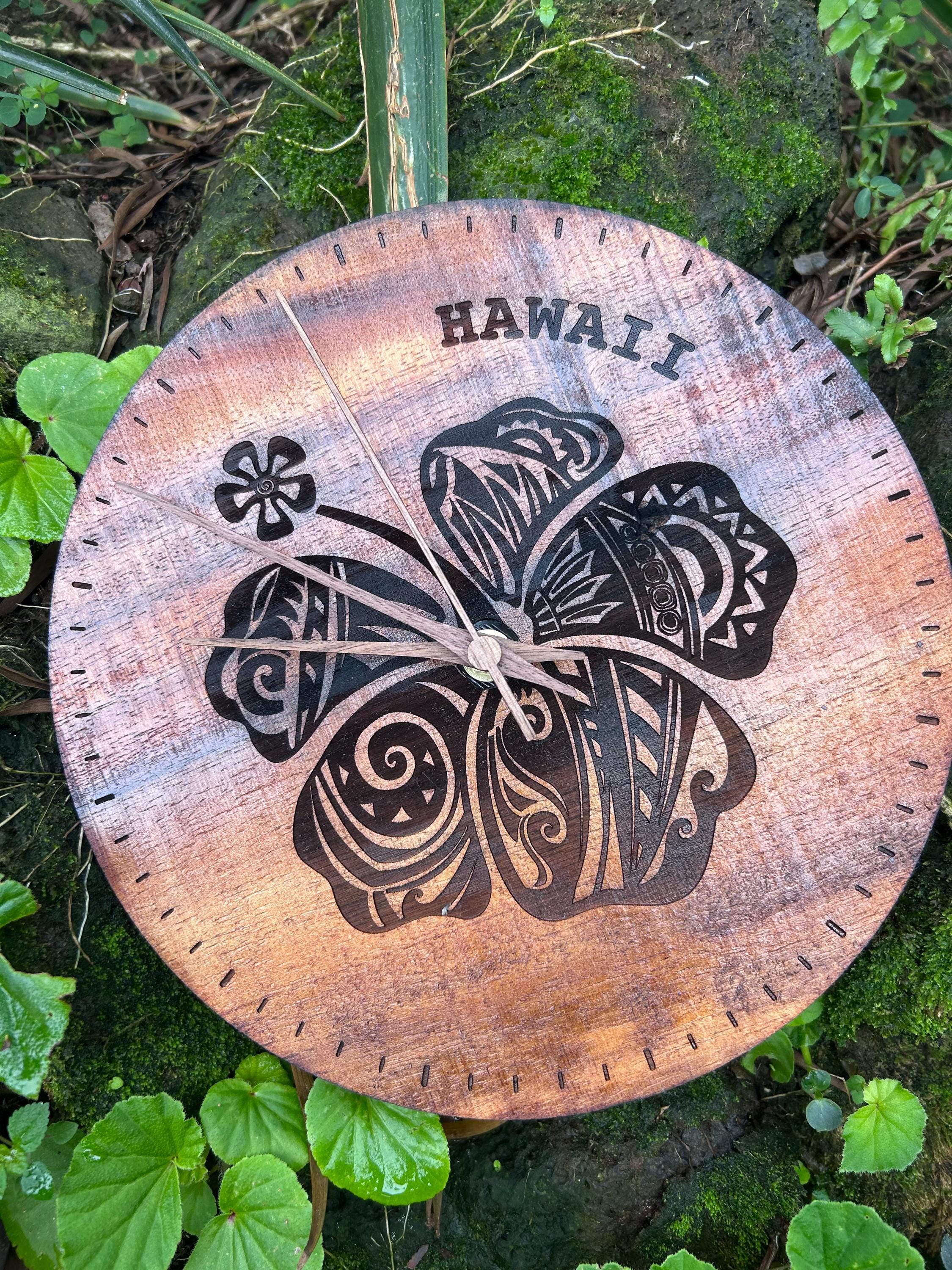 kumacraftCamp ピエドゥランプ　ハワイアンコア Koa Wood Clock Hawaii - Etsy