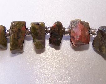 Gemstone: Unakite Stone Chip Bracelet