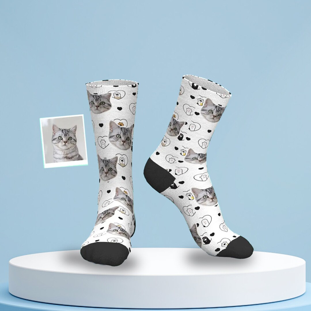 Funny Cat Socks Custom Cat Socks Personalized Pet Photo Etsy