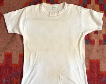 Vintage 80s Green Label Hanes Undershirt Distressed Tee