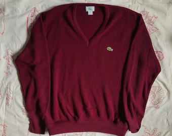 Vintage Maroon Lacoste V-Neck Sweater