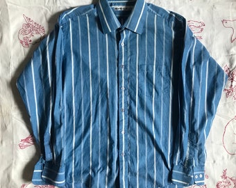 Vintage 80’s Members Only Striped Shirt, Blue White