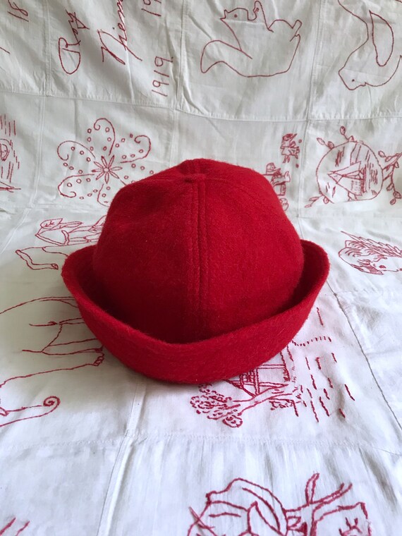 Vintage S.S. Kresge Co. Red Wool Cap, Detroit Mic… - image 3