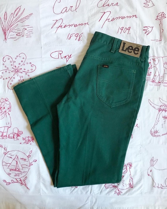 Vintage Green Lee Riders Slight Boot Cut Trousers,