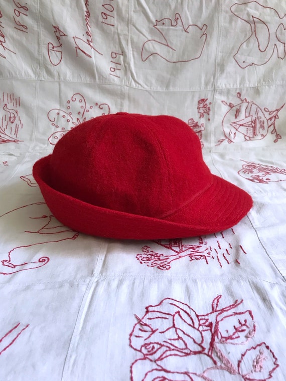 Vintage S.S. Kresge Co. Red Wool Cap, Detroit Mic… - image 2