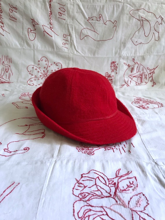 Vintage S.S. Kresge Co. Red Wool Cap, Detroit Mic… - image 1