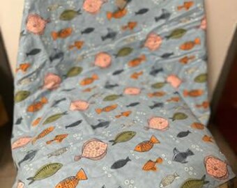 Fish Minky & Flannel Baby Blanket (Boy)