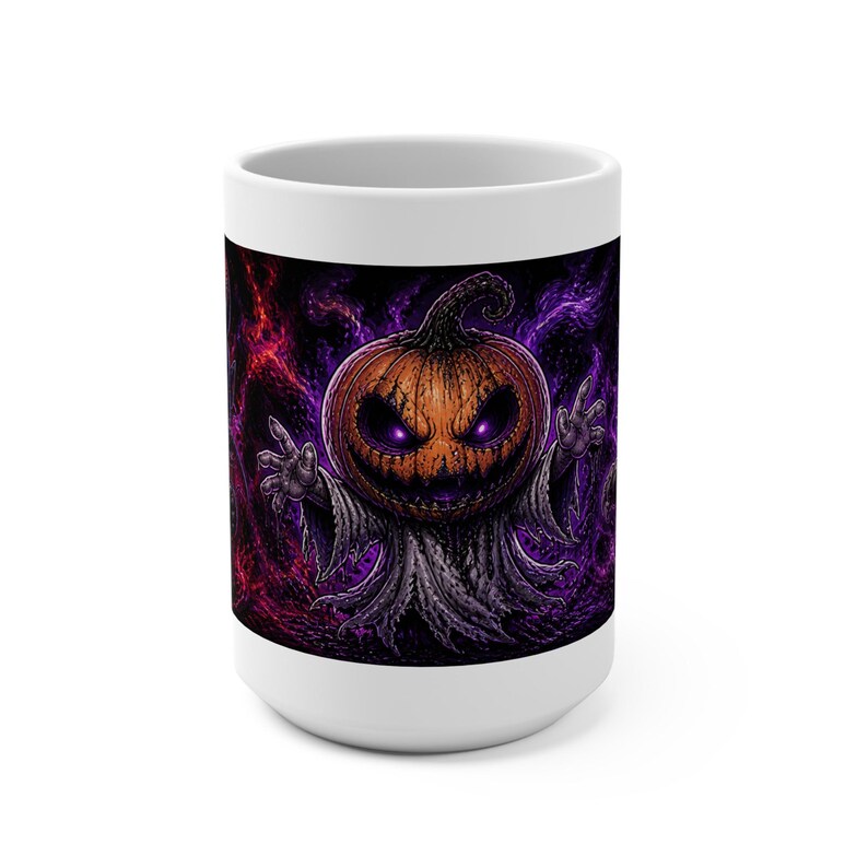 Gruselige Kürbis & Werwolf Illustration Tasse | Halloween Horror Kunst Bild 1