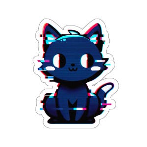 Glitch Cat Sticker - Cyberpunk & Retro Digital Art | Cute Kitty