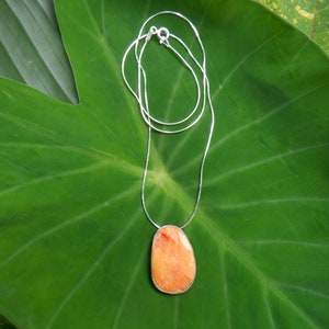 Hawaiian Thorny Oyster / Spiny Scallop Shell Pendant with Sterling Silver Bezel and Necklace - Kauai