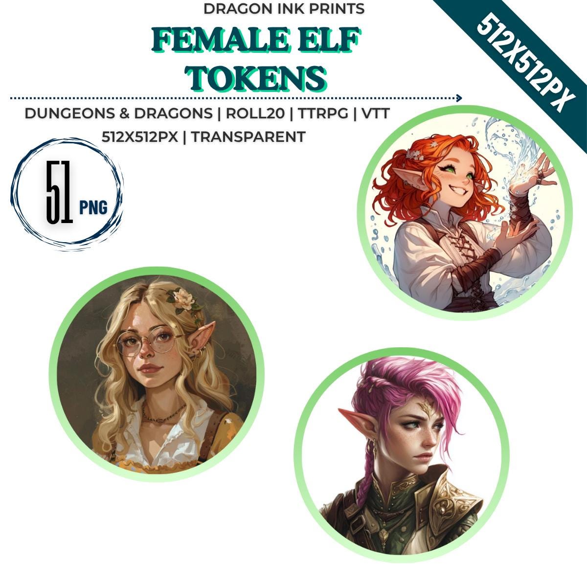 51 Dnd Female Elf Tokens [VTT, Dnd, Roll20, TTRPG] - Etsy