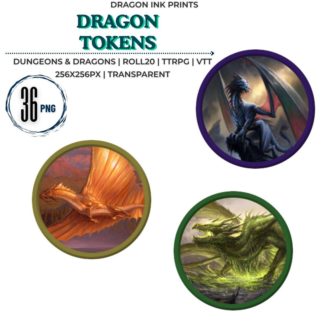 36 Dnd Dragon Tokens [VTT, Dnd, Roll20, TTRPG] - Etsy