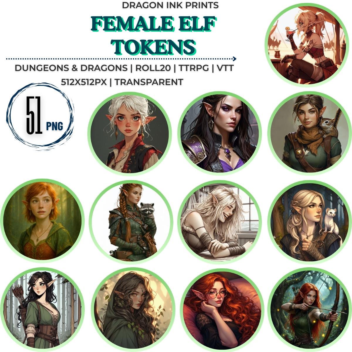 51 Dnd Female Elf Tokens [VTT, Dnd, Roll20, TTRPG] - Etsy