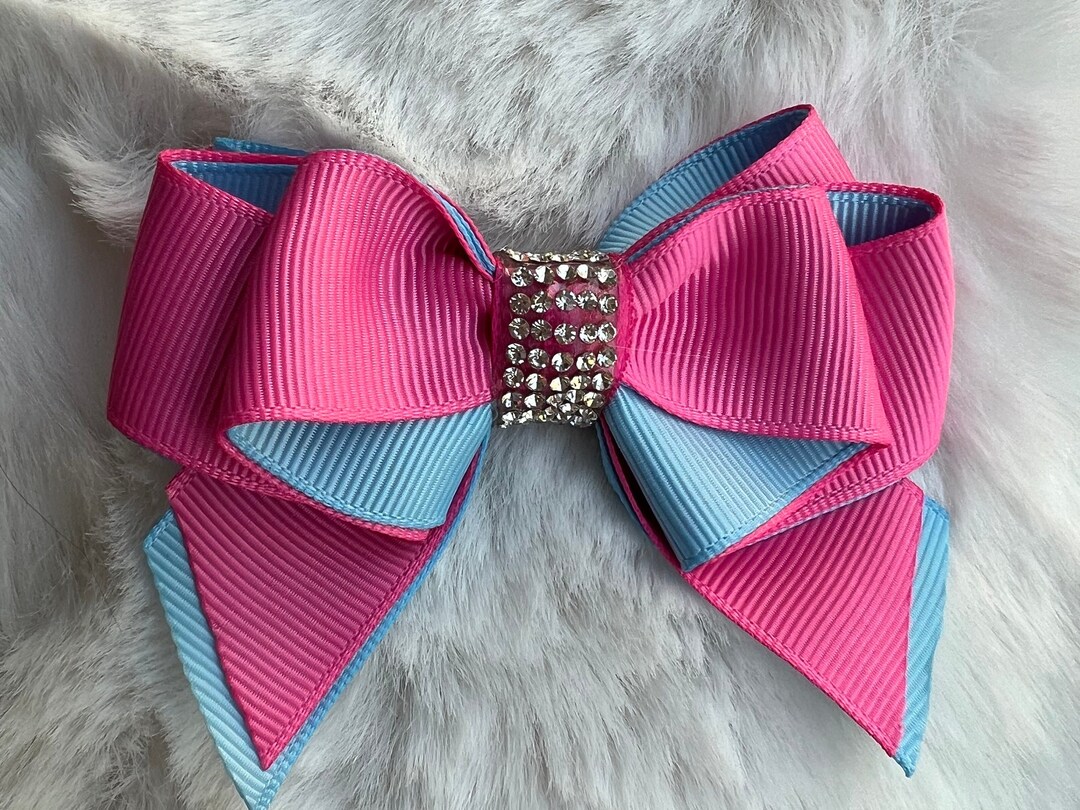 Hot Pink and Blue Hair Bow 3 Inch Etsy