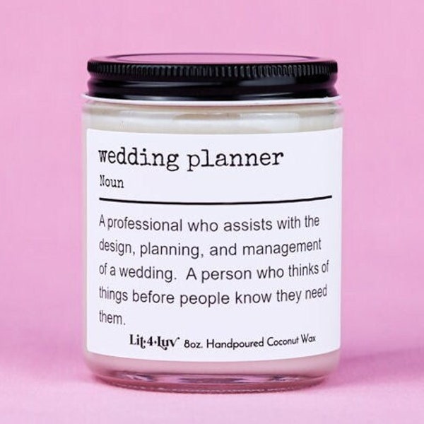 Wedding Planner Definition Candle Gift for Wedding Planner Gift Funny Phrase Message Candle Thank You Gift for Wedding Planner