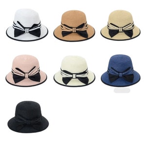 Elegant Bow Basin Boater Hat - Stylish Summer Straw Hat for Women