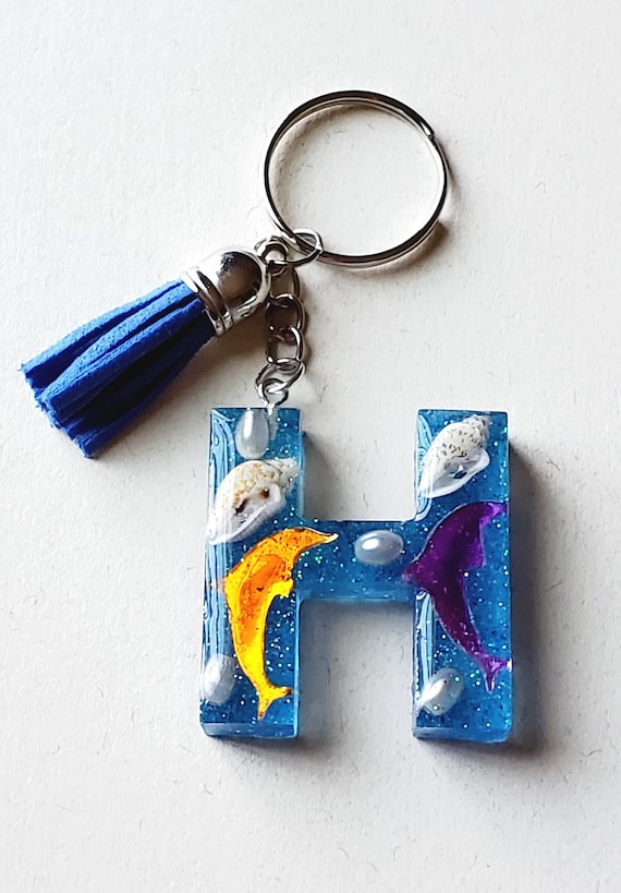 Alphabet Letter H Keychain - Stainless Steel Keyring With 3D Domed Design