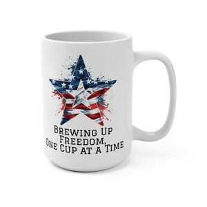 American Flag Tactical Stars Mug, Patriotic 15oz Coffee Cup, USA Flag Decor, Military Veteran Gift, Independence Day Mug, 2nd Amendment