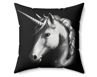 Almohada de unicornio: cojín de poliéster hilado con estampado de semitonos