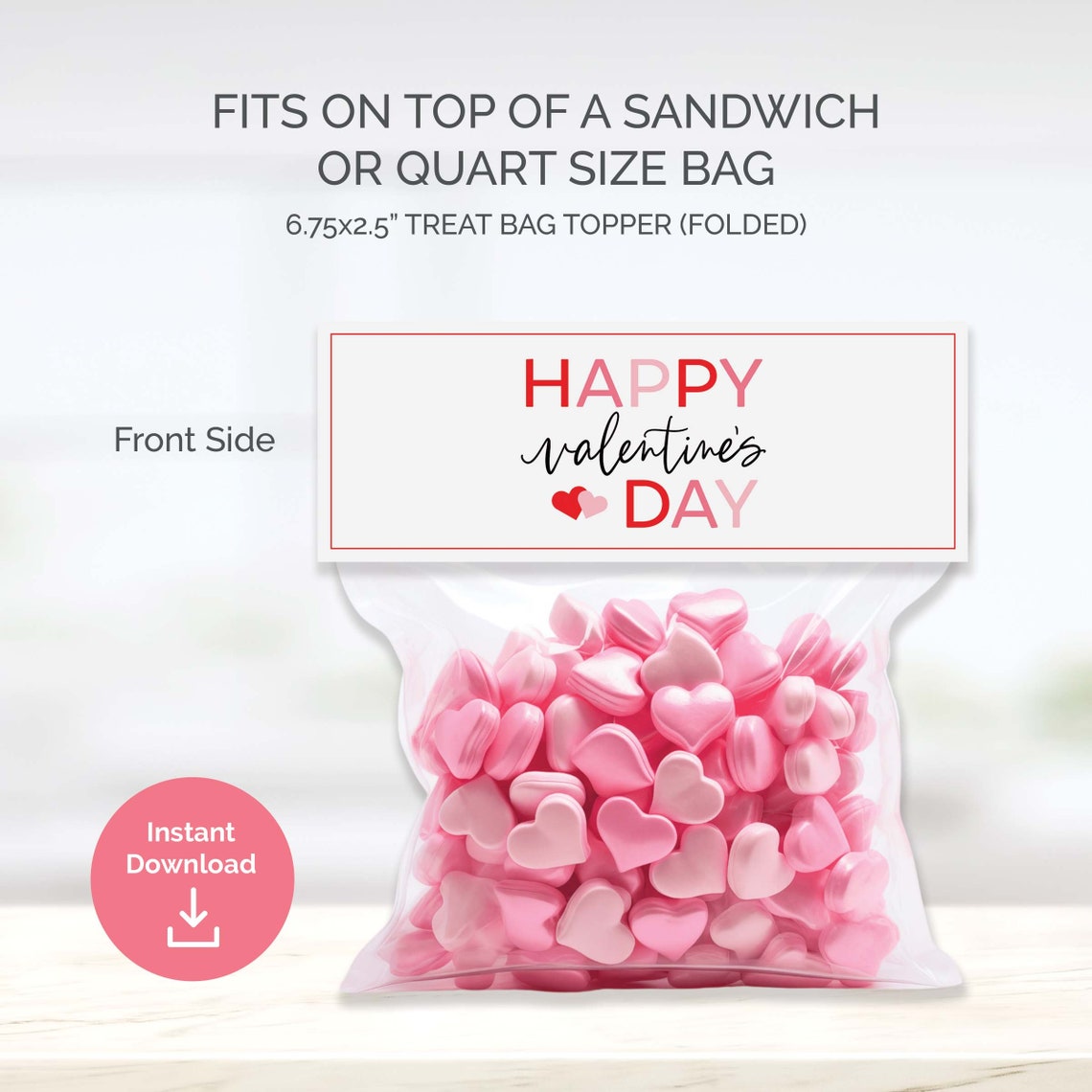 Valentines Treat Bag Topper Classroom Valentines Day Cookie Bag Topper ...