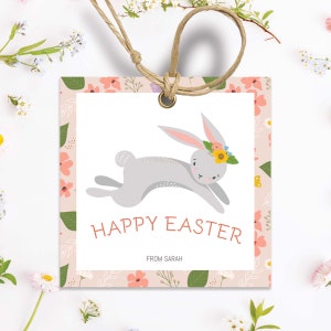 Editable Easter Basket Tag Printable Easter Gift Tag Happy Easter Bunny Party Favor Tag Easter Gift Labels Treat Tag Easter Cookie Tags